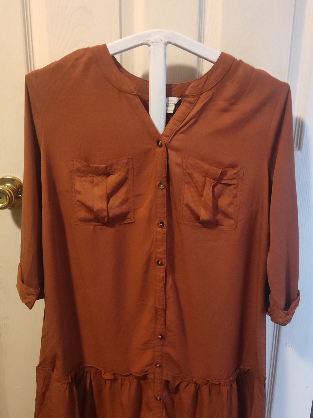 Eastland Rust Button-Front Long Sleeve Dress